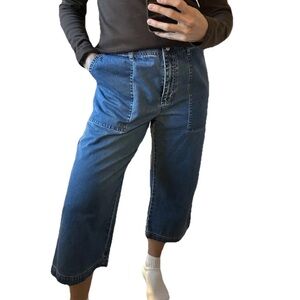 Lauren Ralph Lauren Women's Blue Denim Cropped Wide Leg Jeans